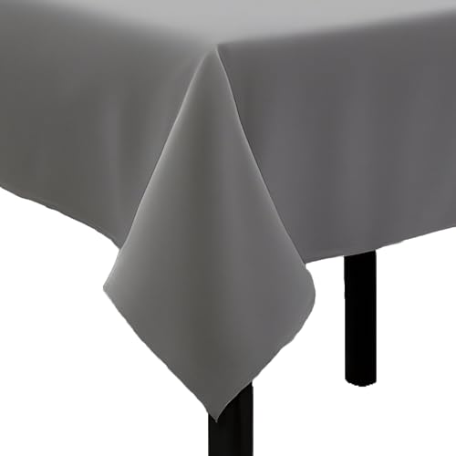 Tischdecke Uni Polyester - Einfarbig, Pflegeleicht, Bügelfrei, Tischtuch, Tischwäsche, Privat, Restaurant, Hotel, Handgefertigt, Made in Europa (Hellgrau, 130x130 cm) von Hans-Textil-Shop