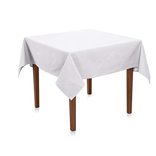 Premium Tischdecke Teflon beschichtet - Tischtuch, Outdoortischdecke, Gartentischdecke, Garten, Terrasse, Outdoor, Wetterfest, Schmutzabweisend, Wasserabweisend (130x130 cm, Weiß) von Hans-Textil-Shop