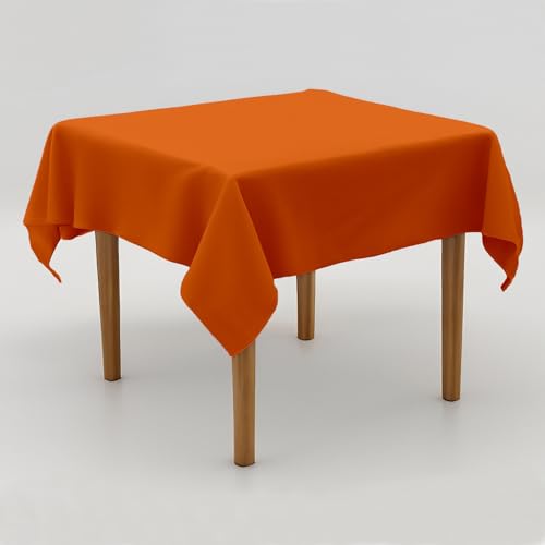 Tischdecke Uni Polyester - Einfarbig, Pflegeleicht, Bügelfrei, Tischtuch, Tischwäsche, Privat, Restaurant, Hotel, Handgefertigt, Made in Europa (Orange, 130x190 cm) von Hans-Textil-Shop
