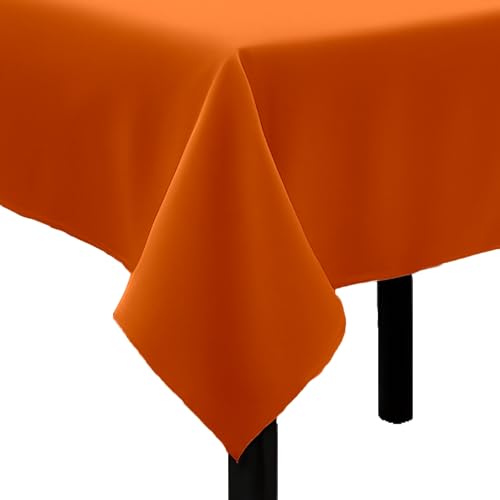 Tischdecke Uni Polyester - Einfarbig, Pflegeleicht, Bügelfrei, Tischtuch, Tischwäsche, Privat, Restaurant, Hotel, Handgefertigt, Made in Europa (Orange, 80x80 cm) von Hans-Textil-Shop