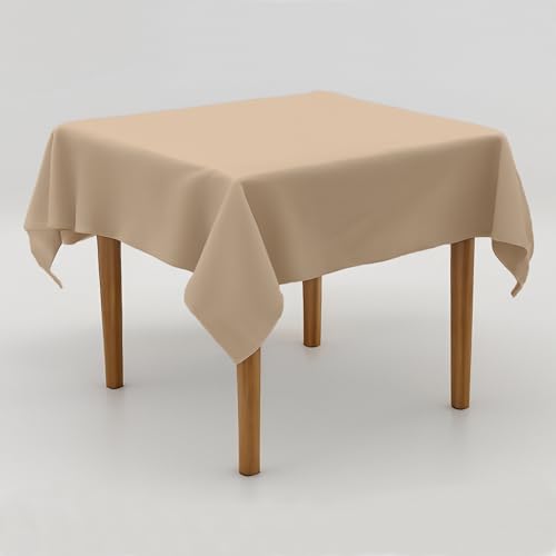Tischdecke Uni Polyester - Einfarbig, Pflegeleicht, Bügelfrei, Tischtuch, Tischwäsche, Privat, Restaurant, Hotel, Handgefertigt, Made in Europa (Sand, 130x280 cm) von Hans-Textil-Shop