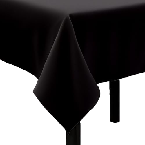 Tischdecke Uni Polyester - Einfarbig, Pflegeleicht, Bügelfrei, Tischtuch, Tischwäsche, Privat, Restaurant, Hotel, Handgefertigt, Made in Europa (Schwarz, 130x280 cm) von Hans-Textil-Shop