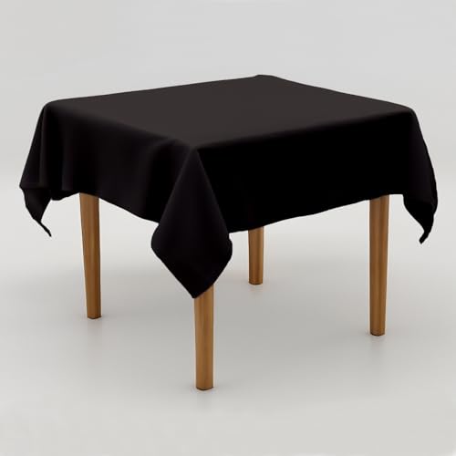 Tischdecke Uni Polyester - Einfarbig, Pflegeleicht, Bügelfrei, Tischtuch, Tischwäsche, Privat, Restaurant, Hotel, Handgefertigt, Made in Europa (Schwarz, 130x280 cm) von Hans-Textil-Shop