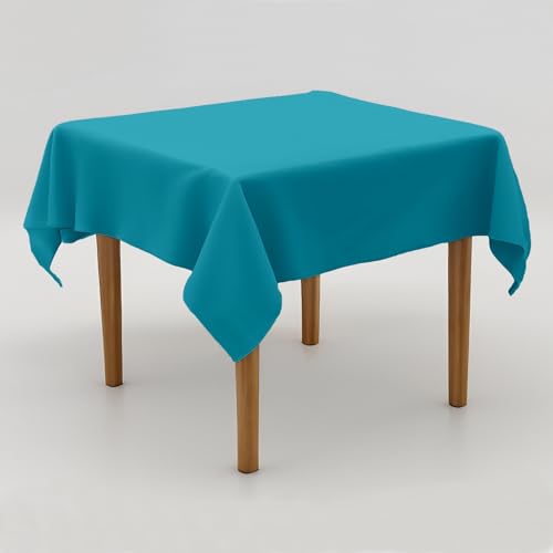 Tischdecke Uni Polyester - Einfarbig, Pflegeleicht, Bügelfrei, Tischtuch, Tischwäsche, Privat, Restaurant, Hotel, Handgefertigt, Made in Europa (Türkis, 130x280 cm) von Hans-Textil-Shop