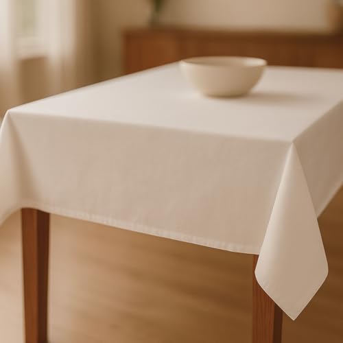 Tischdecke Weiß Baumwolle 100×100 cm | Quadratisches Tischtuch aus 100% Baumwolle Linon | Pflegeleichte Tischwäsche für Hochzeit, Restaurant & Zuhause, waschbar bis 95 °C von Hans-Textil-Shop
