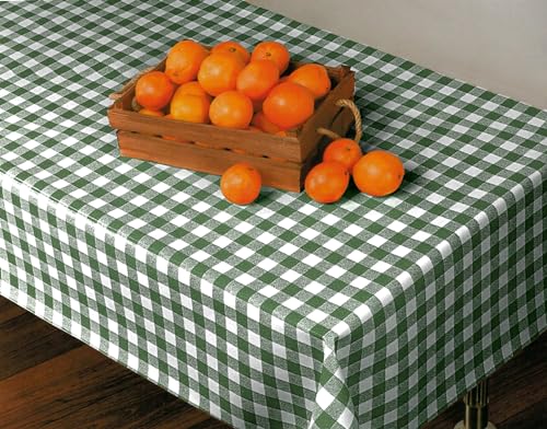 Wachstuch Tischdecken Meterware PVC 140 cm - 1 Meter, Wachstischdecke, Gartentischdecke, Outdoor, Garten, Wasserabweisend, Abwaschbar, Wetterfest (Karo Grün) von Hans-Textil-Shop