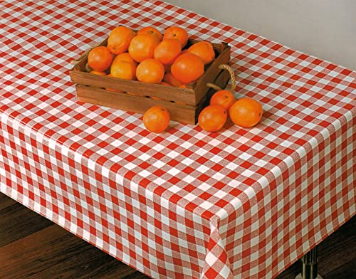Wachstuch Tischdecken Meterware PVC 140 cm - 1 Meter, Wachstischdecke, Gartentischdecke, Outdoor, Garten, Wasserabweisend, Abwaschbar, Wetterfest (Karo Rot) von Hans-Textil-Shop