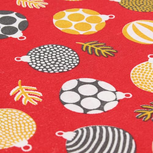 Weihnachtsstoff Meterware Kugeln Rot – Stoff 280 cm breit Baumwolle Polyester – festlicher Dekostoff mit Christbaumkugeln für Tischdecken, Vorhänge & Kissen von Hans-Textil-Shop