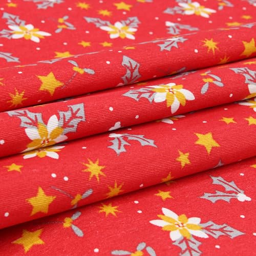 Weihnachtsstoff Meterware Mistelzweige Sterne Rot – Stoff 280 cm breit Baumwolle Polyester – festlicher Dekostoff für Tischdecken, Vorhänge & Kissen von Hans-Textil-Shop