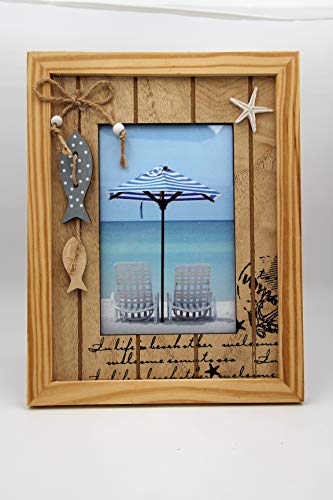 Hanse Glücks-Manufaktur GmbH Bilderrahmen Fotorahmen maritim Holz Fische Seestern Geschenk von Yulix