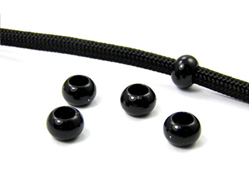 Edelstahl Bead, Beads, Perle für Paracord, Leder, PPM Seile, Hundehalsbänder, Armbänder uvm. 5/10/50/100x Stck. in Schwarz - Größe: ca. 7 x 4,5 mm, Lochgr. 3,7 mm Nr. 35 (50 Stück) von HanseCharms