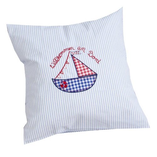 Kissen WILLKOMMEN AN BORD blau Hansekind Baby Kinder Boot 40x40 cm Kissen WILLKOMMEN AN BORD blau Hansekind Baby Kinder Boot 40x40 cm von Hansekind