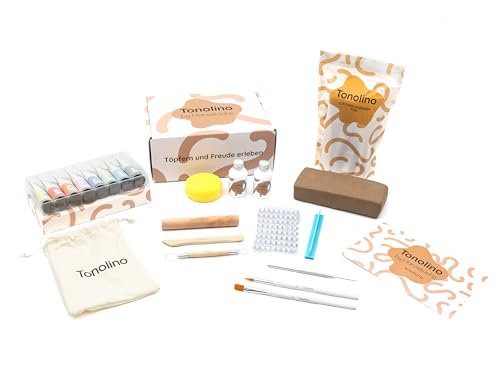 Hanseküche Tonolino - DIY Kreativset für Erwachsene | Töpferset mit Pastell-Acrylfarben, Werkzeugen & 2 kg lufttrocknendem Ton | Ideal für Zuhause | Töpfern ohne Brennen | Pottery Kit Hanseküche Tonolino - DIY Kreativset für Erwachsene | Töpferset mit Pastell-Acrylfarben, Werkzeugen & 2 kg lufttrocknendem Ton | Ideal für Zuhause | Töpfern ohne Brennen | Pottery Kit von Hanseküche