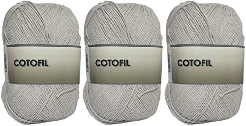 Cotofil Hanselhome Wolle 100% Baumwolle perfekt zum Basteln und Handstricken (Steinfarbe 100 g, ca. 220 Meter 3 Stück) von Hanselhome