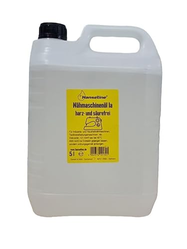 Hanseline Nähmaschinenöl, 5 Liter, Harz- und Säurefrei, für Industrie- und Haushaltsmaschinen von Hanseline