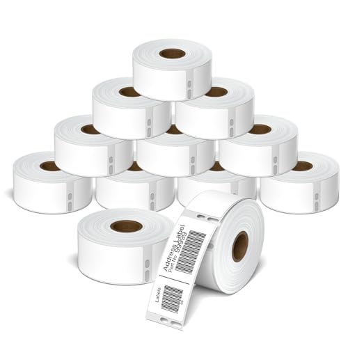 12 Rollen 99012 36mm x 89mm Adressaufkleber kompatibel mit Dymo S0722400 Selbstklebende Etiketten für DYMO Label Writer 4XL 450 400 330 320 Twin Turbo Duo, Weiß (260 Etiketten/Rolle) von Hanseo