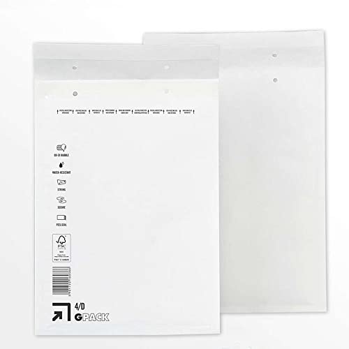 100 x Luftpolster Versandtaschen D/4 (195 x 275 mm) DIN B5 / C5+ - Weiss selbstklebend weiß Luftpolsterversandtaschen Luftpolstertaschen Umschläge Polsterumschlag Taschen Luftpolsterumschläge von Hansepack24