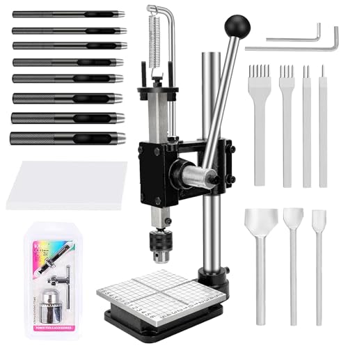 Hanured Leder Locher Werkzeug Lochmaschine, Lochmaschine mit Aluminiumplatte, für Lederdruckmaschinen Stanzen Zinken Stempeln Punche,DIY Maschine Hanured Leder Locher Werkzeug Lochmaschine, Lochmaschine mit Aluminiumplatte, für Lederdruckmaschinen Stanzen Zinken Stempeln Punche,DIY Maschine von Hanured