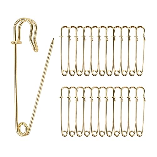 Hanycon Firefly 30 Stück extra große Sicherheitsnadeln, 7,6 cm, robuste Stahl-Metall-Verschlüsse für Decken, Röcke, Handwerk, Kilts (Gold) von Hanycon