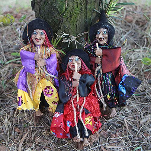 3 Stück Halloween Hexe Puppen Dekoration Zubehör Gruselige Figuren Prop Craft Ornamente Hängende Geister Anhänger für Garten Spukhaus Bars Party Decor von Hanyzcin