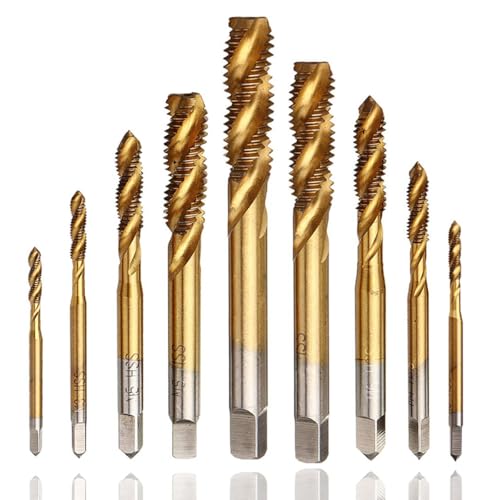 Moyata 9 Stück Spiralnutbohrer Maschinengewindebohrer Set, HSS 6542 Metrisch Titan Gewindebohrer Bit Satz, Spiralnut Bohrer Gewindebohrer für Weiches Metall, Aluminium, Eisen, M2-12 Moyata 9 Stück Spiralnutbohrer Maschinengewindebohrer Set, HSS 6542 Metrisch Titan Gewindebohrer Bit Satz, Spiralnut Bohrer Gewindebohrer für Weiches Metall, Aluminium, Eisen, M2-12 von HaoTrade