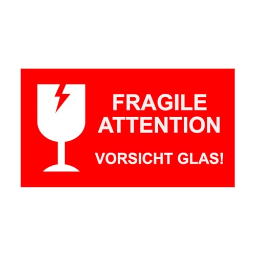 Haobase 50 Aufkleber Etikett Versandaufkleber Fragile Attetion Vorsicht Glas von Haobase