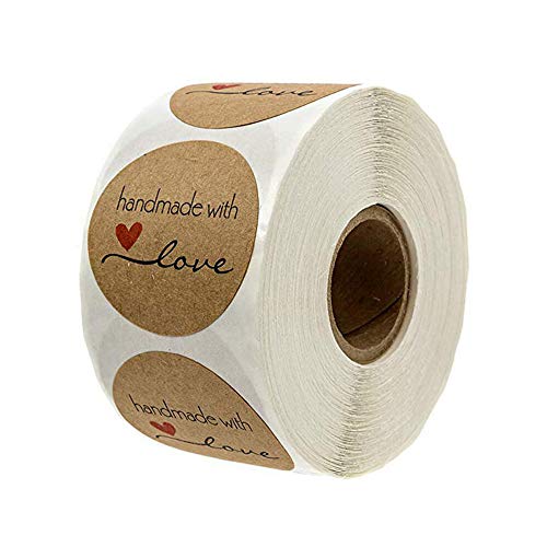 Haobase 500 Stück Roll-in Kraftpapier Aufkleber Rund Natur Kraft Handmade with Love Sticker für Backen Geschenktüten Hochzeit Thanksgiving Haobase 500 Stück Roll-in Kraftpapier Aufkleber Rund Natur Kraft Handmade with Love Sticker für Backen Geschenktüten Hochzeit Thanksgiving von Haobase
