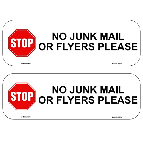 Haobase Aufkleber "No Junk Mail Or Flyers Please Sign", 15 cm x 5 cm, selbstklebendes Vinyl, 2 Stück von Haobase