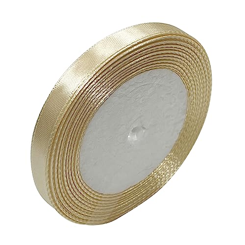 Haobase Satinband, 10 mm × 22 m, doppelseitiges Polyester-Geschenkband zum Basteln, Weihnachten, Valentinstag, Blumensträuße, DIY-Nähprojekte, Kuchen, Hochzeit, Party-Dekoration (Beige) von Haobase
