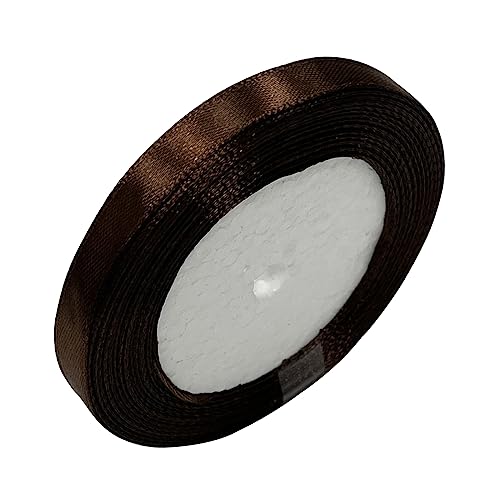 Haobase Satinband, 10 mm × 22 m, doppelseitiges Polyester-Geschenkband zum Basteln, Weihnachten, Valentinstag, Blumensträuße, DIY-Nähprojekte, Kuchen, Hochzeit, Party-Dekoration (braun) von Haobase