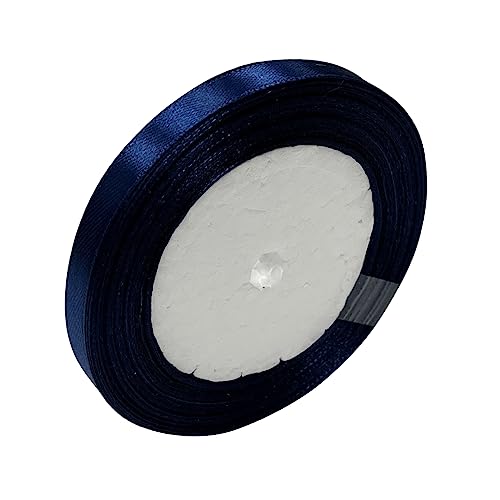Haobase Satinband, 10 mm × 22 m, doppelseitiges Polyester-Geschenkband zum Basteln, Weihnachten, Valentinstag, Blumensträuße, DIY-Nähprojekte, Kuchen, Hochzeit, Party-Dekoration (dunkelblau) von Haobase