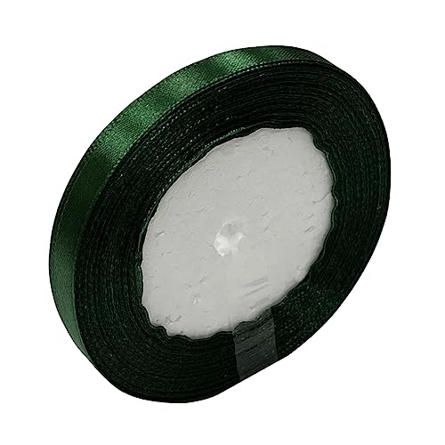 Haobase Satinband, 10 mm × 22 m, doppelseitiges Polyester-Geschenkband zum Basteln, Weihnachten, Valentinstag, Blumensträuße, DIY-Nähprojekte, Kuchen, Hochzeit, Party-Dekoration (dunkelgrün) von Haobase