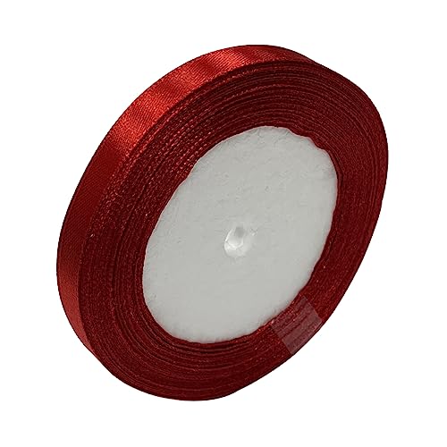Haobase Satinband, 10 mm × 22 m, doppelseitiges Polyester-Geschenkband zum Basteln, Weihnachten, Valentinstag, Blumensträuße, DIY-Nähprojekte, Kuchen, Hochzeit, Party-Dekoration (rot) von Haobase