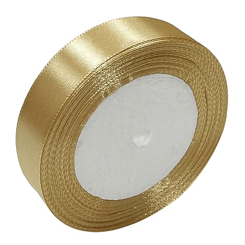 Haobase Satinband, 20mm × 22m Doppelseitiges Polyester Geschenk Geschenkband zum Basteln Weihnachten Valentinstag Sträuße DIY Nähen Projekt Kuchen Hochzeit Party Dekoration (Gold) von Haobase