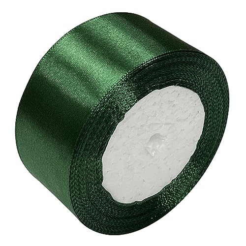 Haobase Satinband, 40mm × 22m Doppelseitiges Polyester Geschenk Geschenkband zum Basteln Weihnachten Valentinstag Sträuße DIY Nähen Projekt Kuchen Hochzeit Party Dekoration (Dark Green) von Haobase