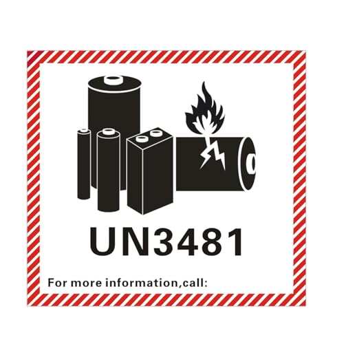 Haobase UN3481 Lithium Ionen Batterie Transport Warnhinweise Etiketten 110x120mm Gefahrenaufkleber 50 Stück von Haobase