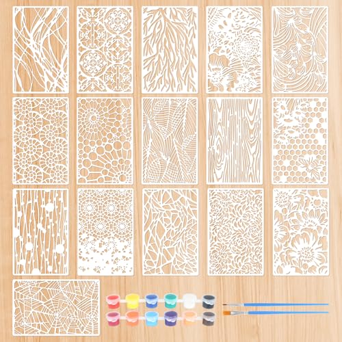 16 Stück Schablonen Set, Zeile Pflanzen Thema Schablonen Textilgestaltung, Wiederverwendbare Zeichnung Malschablonen, Schichtschablone für Scrapbooking, Boden, Möbel 16 Stück Schablonen Set, Zeile Pflanzen Thema Schablonen Textilgestaltung, Wiederverwendbare Zeichnung Malschablonen, Schichtschablone für Scrapbooking, Boden, Möbel von Haocjanc