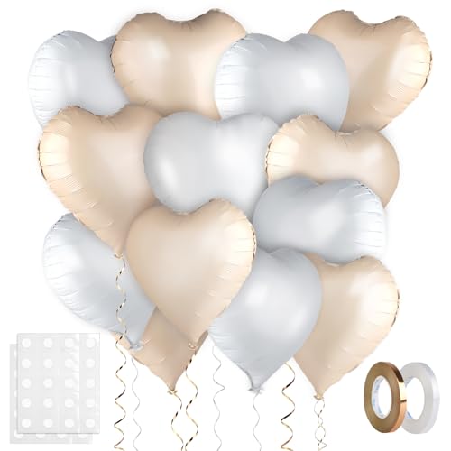 Herzluftballons Karamell und Weiß, 20 Stück 18 Zoll Luftballons Hochzeit, Herzluftballons Hochzeit, Folienballon Herz, Herzluftballons Helium für Geburtstag, Hochzeit und Valentinstag Herzluftballons Karamell und Weiß, 20 Stück 18 Zoll Luftballons Hochzeit, Herzluftballons Hochzeit, Folienballon Herz, Herzluftballons Helium für Geburtstag, Hochzeit und Valentinstag von Haocjanc