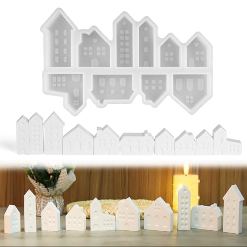 Silikonformen Häuser, 10 Mini-Gießformen, Weiße Silikonform Ostern, Wiederverwendbare 3D Silikon zum Gießen von Dreidimensionalen Häusern, Kerzen (Groß 10) Silikonformen Häuser, 10 Mini-Gießformen, Weiße Silikonform Ostern, Wiederverwendbare 3D Silikon zum Gießen von Dreidimensionalen Häusern, Kerzen (Groß 10) von Haocjanc
