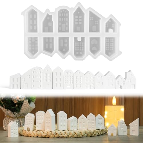 Silikonformen Gießformen Häuser, 12 Mini-Silikonformen Gießformen, Weiße Silikonform Ostern, Wiederverwendbare 3D Gießformen Silikon zum Gießen von Dreidimensionalen Häusern, Kerzen und Seife Silikonformen Gießformen Häuser, 12 Mini-Silikonformen Gießformen, Weiße Silikonform Ostern, Wiederverwendbare 3D Gießformen Silikon zum Gießen von Dreidimensionalen Häusern, Kerzen und Seife von Haocjanc