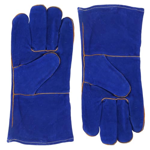 Haodream Lederschweißhandschuhe Heat/feuerbeständig Für Schweißer/Ofen/Kamin/Tierhandhabung/BBQ Blue 14inch Haodream Lederschweißhandschuhe Heat/feuerbeständig Für Schweißer/Ofen/Kamin/Tierhandhabung/BBQ Blue 14inch von Haodream