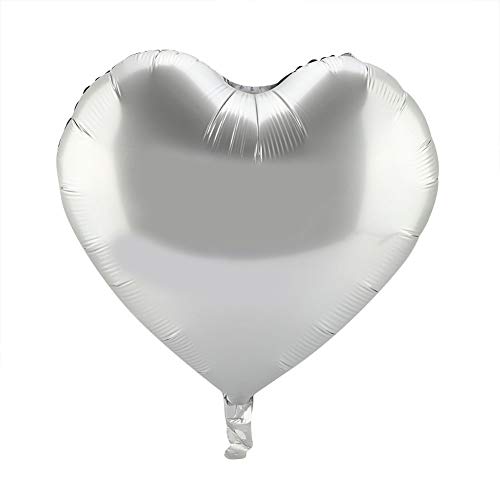 10 Stcs 10 Zoll Herzballons, Folien -Milar -Luftballons Dekoration Zum Geburtstag Valentinstag Hochzeitsfeiern Vorräte (SILVER) von Haofy