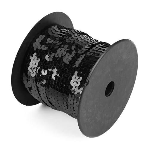 DIY 100 Meter 6MM Glänzende Trimnaa Snaders Flache Pailletten Linie Zubehör (BLACK) von Haofy