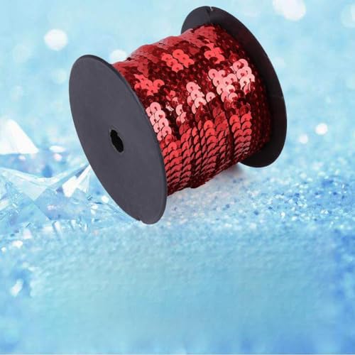 DIY 100 Meter 6MM Glänzende Trimnaa Snaders Flache Pailletten Linie Zubehör (Rot) von Haofy
