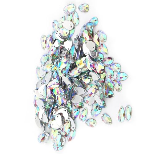 Drop Shape Resin Flatback in der Nähe mit Doppel-Element - Dekorative Handwerkskunst (WHITE) (AB-Farbe) von Haofy