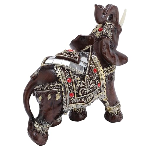 Elefantenstatue Elefant Figur Elefant Ornament Composite Harz Handgefertigtes Dekor mit Lebendigen Farben für Wohnzimmer Weinschrank von Haofy