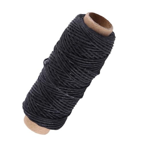 Glattes gewachstes Garn für Lederschuhe - Sauber und abriebfest - Schweres Leder ideal für die Arbeit - 1 Stück, 150d, 50 M (BLACK) von Haofy