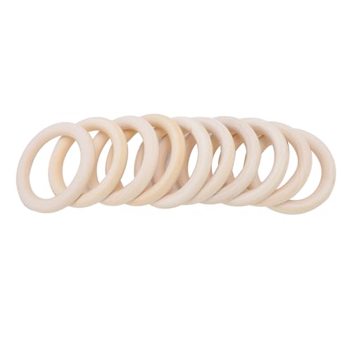 Haofy 10 Stück Holzringe aus Robustem Holz, Glatt Unbehandelt, Zum Basteln, Größe 7 Cm, für Schmuck, Windspiele, Pflanzenhänger von Haofy