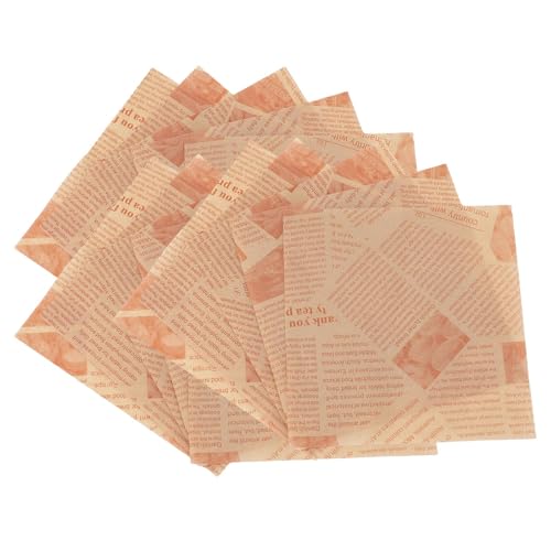 Haofy 100 Stück Fettdichtes und Hitzebeständiges Geschenkpapier, Einlage Zum Braten und Backen von Lebensmitteln für den Außenbereich, Partys und (Zeitungsdruck mit Kohlensästenwäsche -Farbdrucken) von Haofy