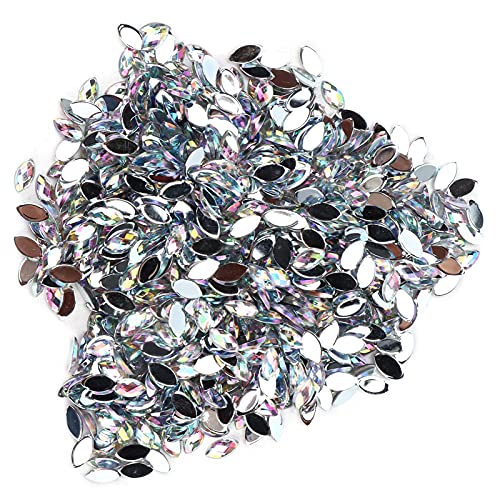 Haofy 1000 Pcs Horse Eye -Strasssteine, DIY Fancy Flatback -Glaskristalle Perlen mit 3 X 6 Mm Pferde Augenform für Kunsthandwerk Dekoration, Feine Arbeit, Große Menge, Weit Verbreitet (01 weiß AB) von Haofy